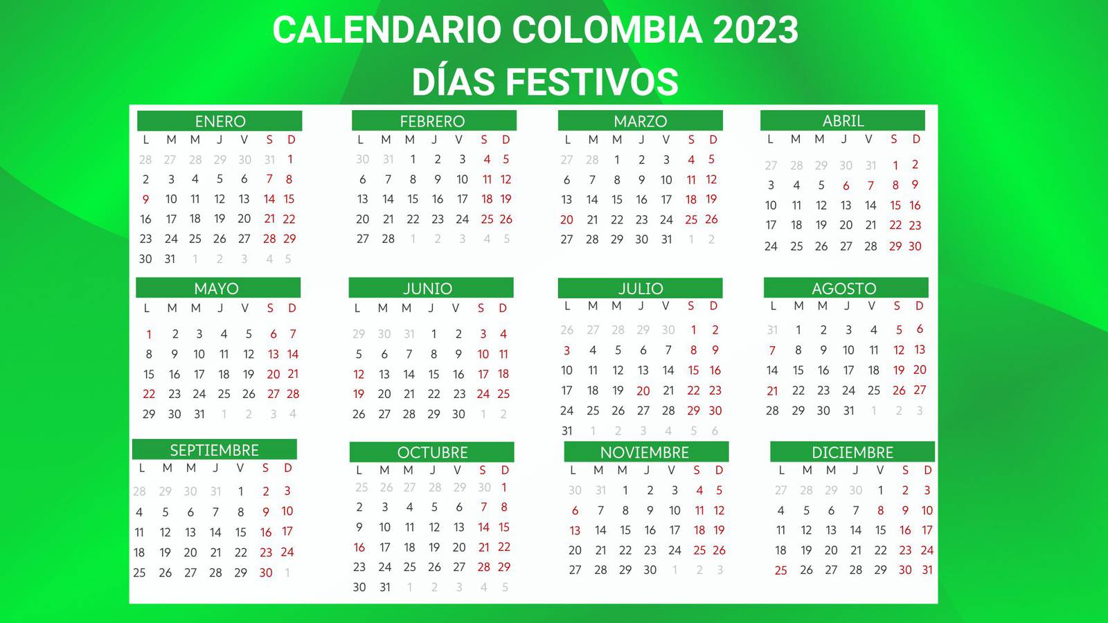 Calendario Colombia Conozca Los D As Festivos Del A O Y Qu Se