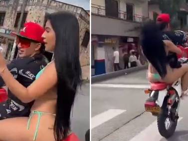 Video: Captan a mujer en vestido de baño haciendo piques en las calles de Medellín