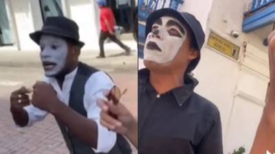 Una pelea de mimos muy verbal quedó grabada en video, en el centro de Cartagena