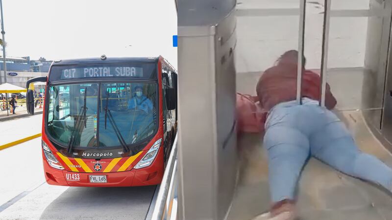 Mujer quedó atascada al intentar colarse en TransMilenio