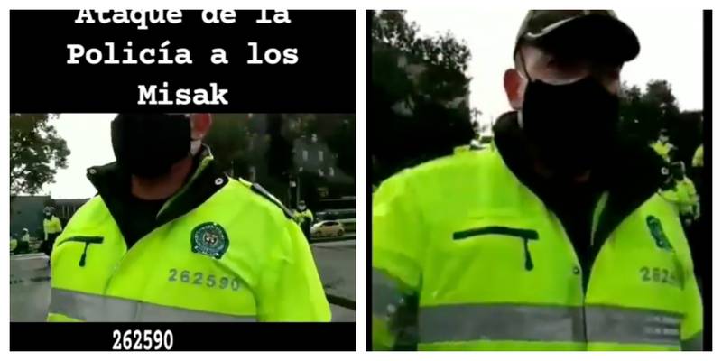 Policía agrede y tira el celular a indígena que lo grababa en Bogotá.