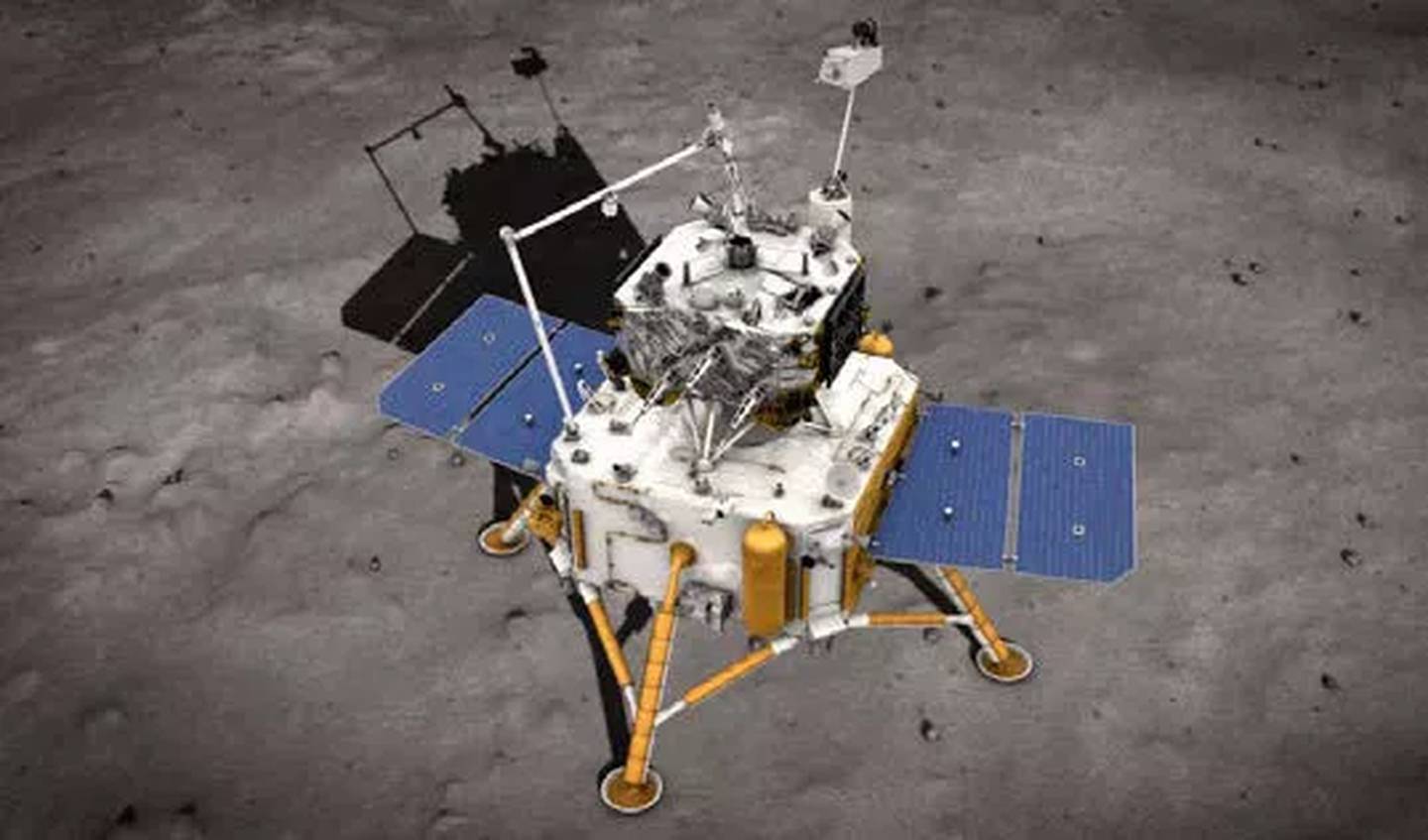 Ilustración artística de la nave espacial de retorno de muestras lunares Chang'e 5 de China