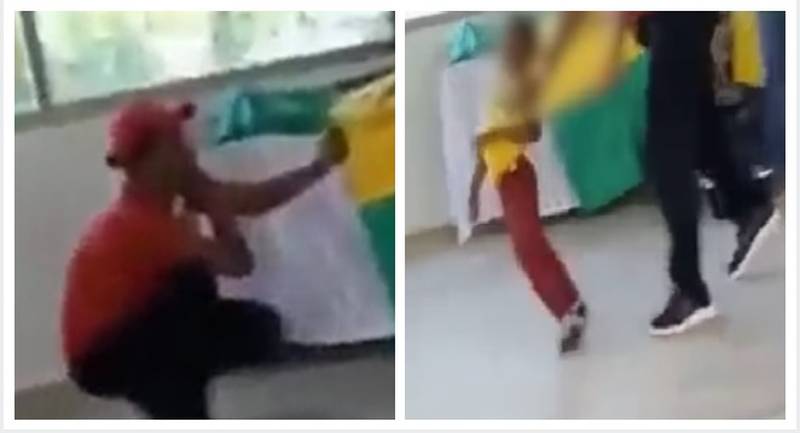 Momentos en el que una profesora golpea a un alumno en un colegio en Sucre.