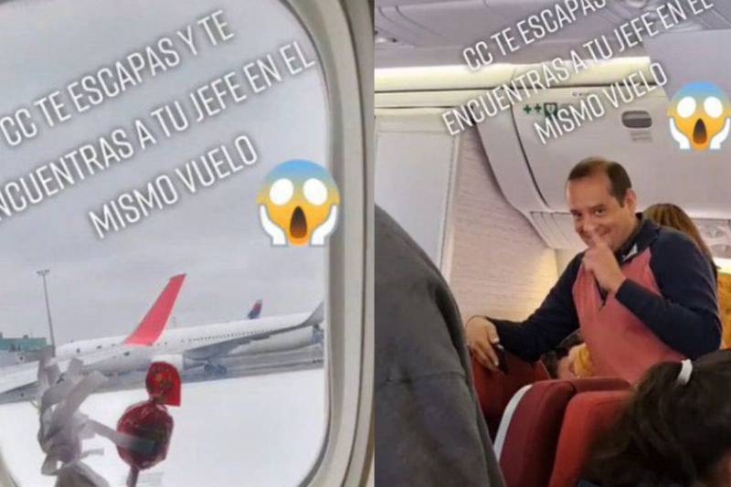 Momento viral: Joven se escapó de su trabajo pero encontró a su jefe en el avión