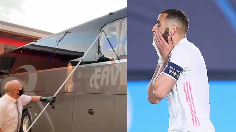 Atacan el bus del Real Madrid