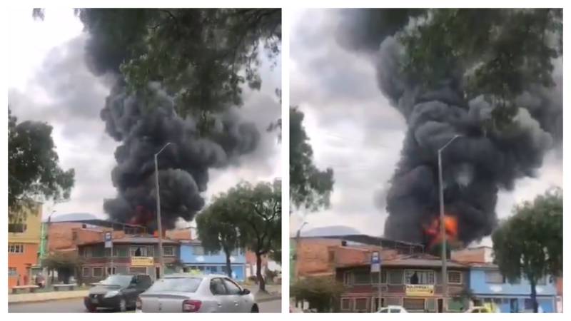 Voraz incendio consume bodega en Bogotá
