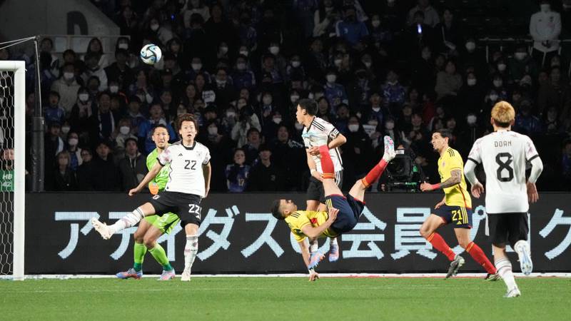 Gol de Rafael Santos Borré ante Japón fue elogiado por la FIFA.