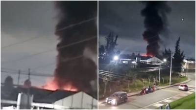 Incendio en Funza: una caldera estalló al interior de una fábrica y generó pánico por fuerte llamarada