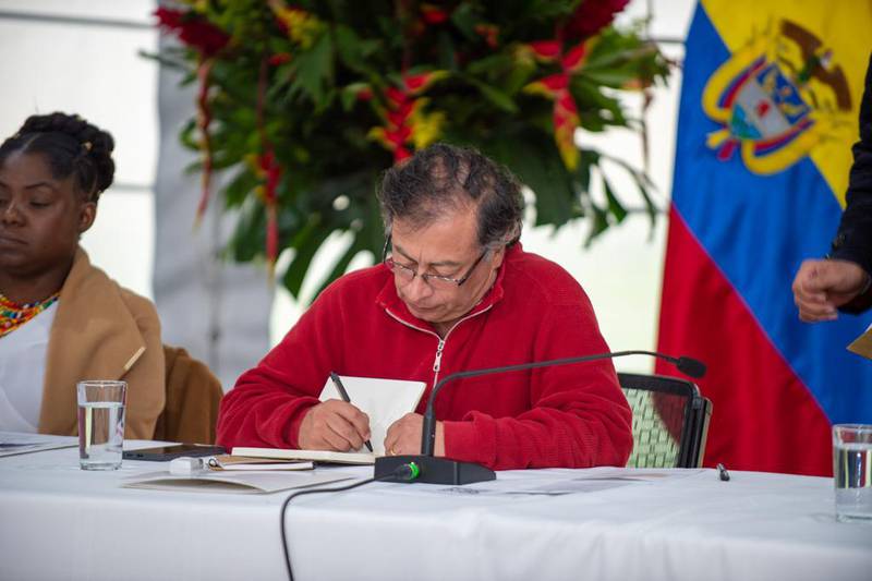 Presidente Gustavo Petro en la reunión de planeación estratégica, en Hato Grande.