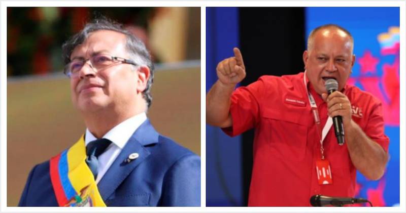 El presidente de Colombia Gustavo Petro y el vicepresidente de Venezuela Diosdado Cabello.