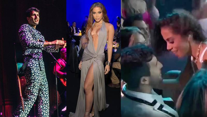 La cantante brasileña Anitta no perdió tiempo en abalanzarse sobre Sebastián Yatra en la presentación de los Latin Grammys 2022.