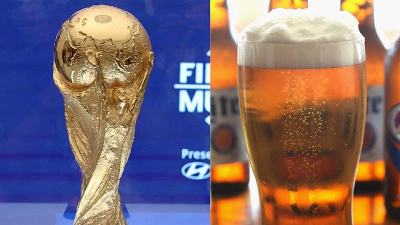 Trofeo del Mundial y cerveza