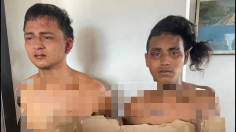 Desnudaron a dos ladrones en Medellín y los hicieron correr por la calle