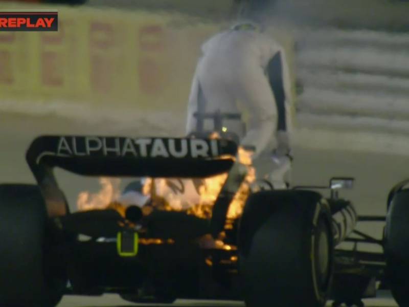 ¡Sin drama, no es F1! Se incendió el auto de Gasly en el GP de Baréin