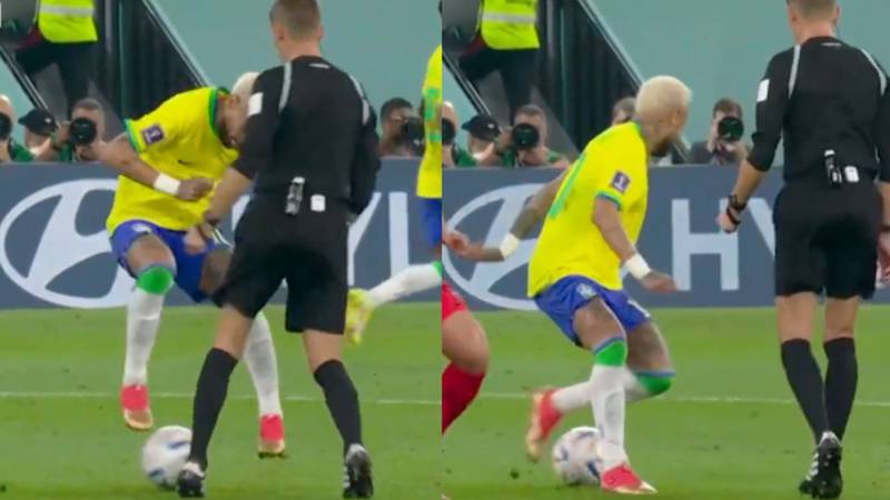 Neymar y su regate al árbitro del partido ante Corea del Sur.