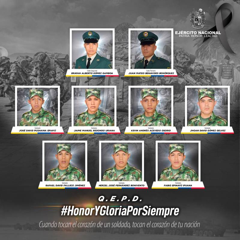 Estos son los 9 militares asesinados en Catatumbo, atentado del 29 de marzo de 2023