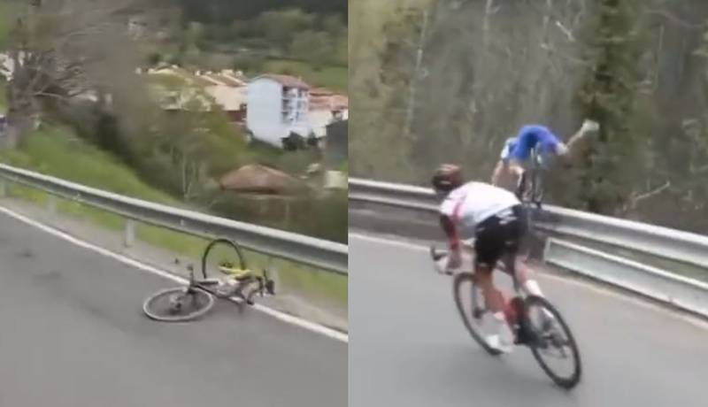 Dos ciclistas volaron por arriba de las barandas en etapa del País Vasco