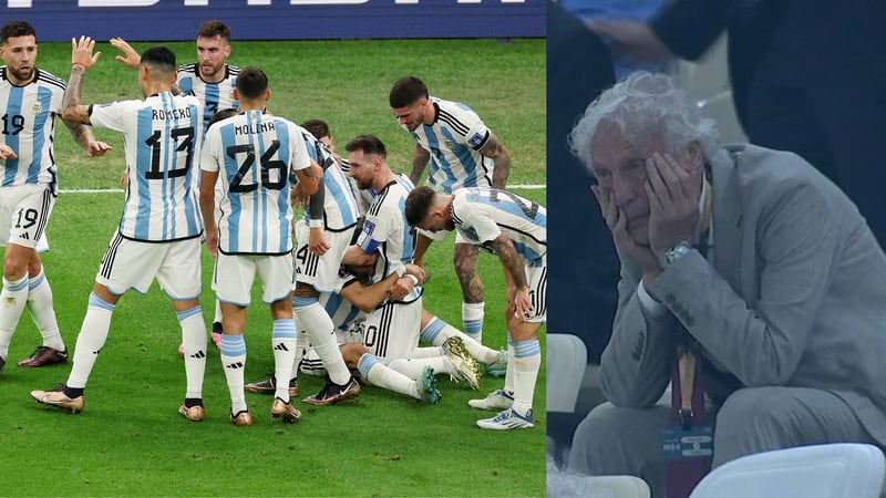 José Pékerman alentando a Argentina en la final del Mundial de Qatar 2022