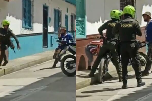 A punta de machete se enfrentó sujeto con dos policías que le iban a inmovilizar la moto