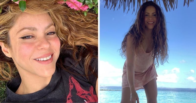 Shakira presumió su bikini morado en la playa