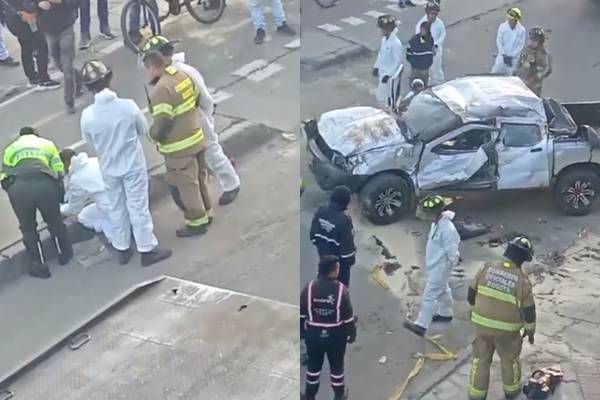 Impresionante accidente: conductor perdió el control de su vehículo y cayó de un puente en Bogotá