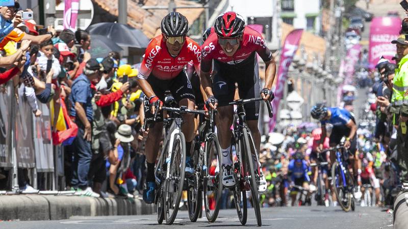 Nairo Quintana y Egan Bernal en el Trofeo de Laigueglia