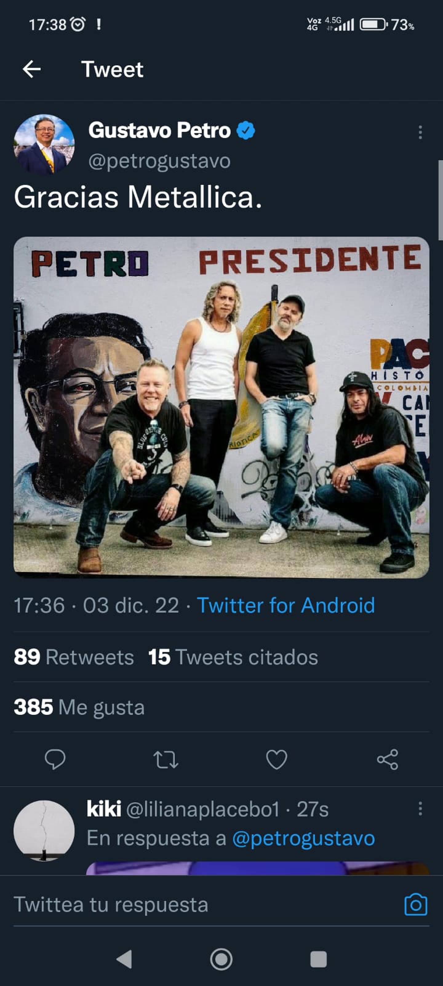 El presidente Petro cayó en una foto 'fake' de Metallica.