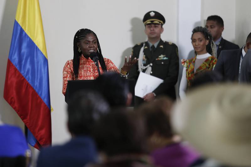 Francia Márquez, vicepresidenta de Colombia, durante la radicación del proyecto de ley que crea el Ministerio de la Igualdad