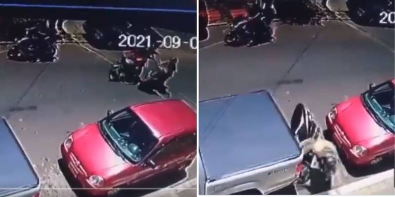 Joven motociclista se estrelló contra una camioneta mientras era robada por dos sujetos
