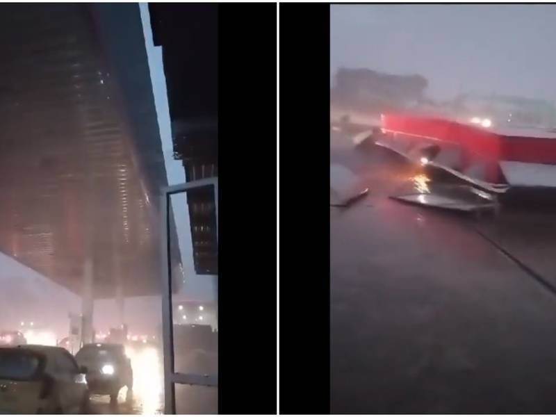 Fuerte aguacero en Manizales provocó la caía del techo de una estación de gasolina