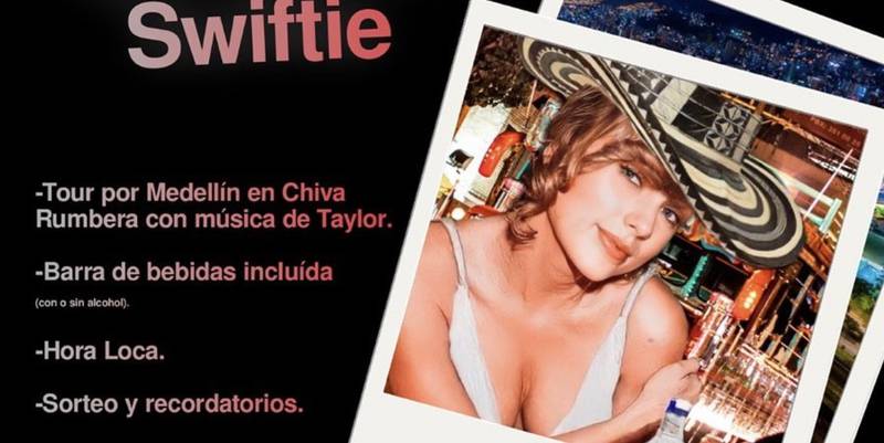 Imagen del evento Chiva de Taylor Swift en Colombia.