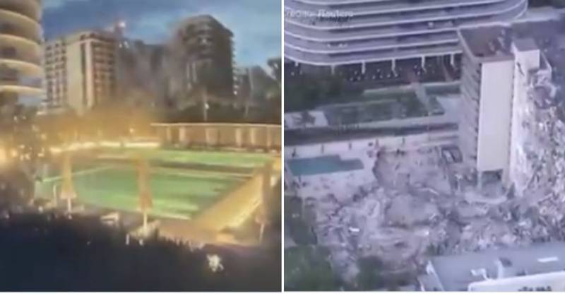 Revelan video del momento en que se desploma edificio de 12 pisos en Miami