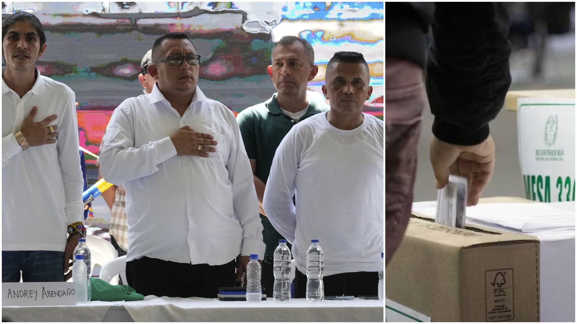 Miembros del equipo negociador del Estado Mayor Central de las Farc y el Gobierno abrirán las urnas en Popayán (AP y archivo)