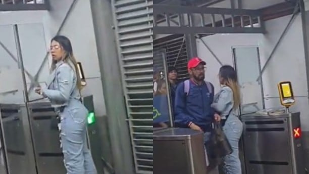 Foto del video revela cómo una mujer facilitaba el ingreso de colados en TransMilenio.