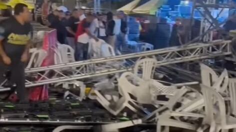 Foto vendaval interrumpe concierto de Haffit David en Calamar y genera pánico entre el público.