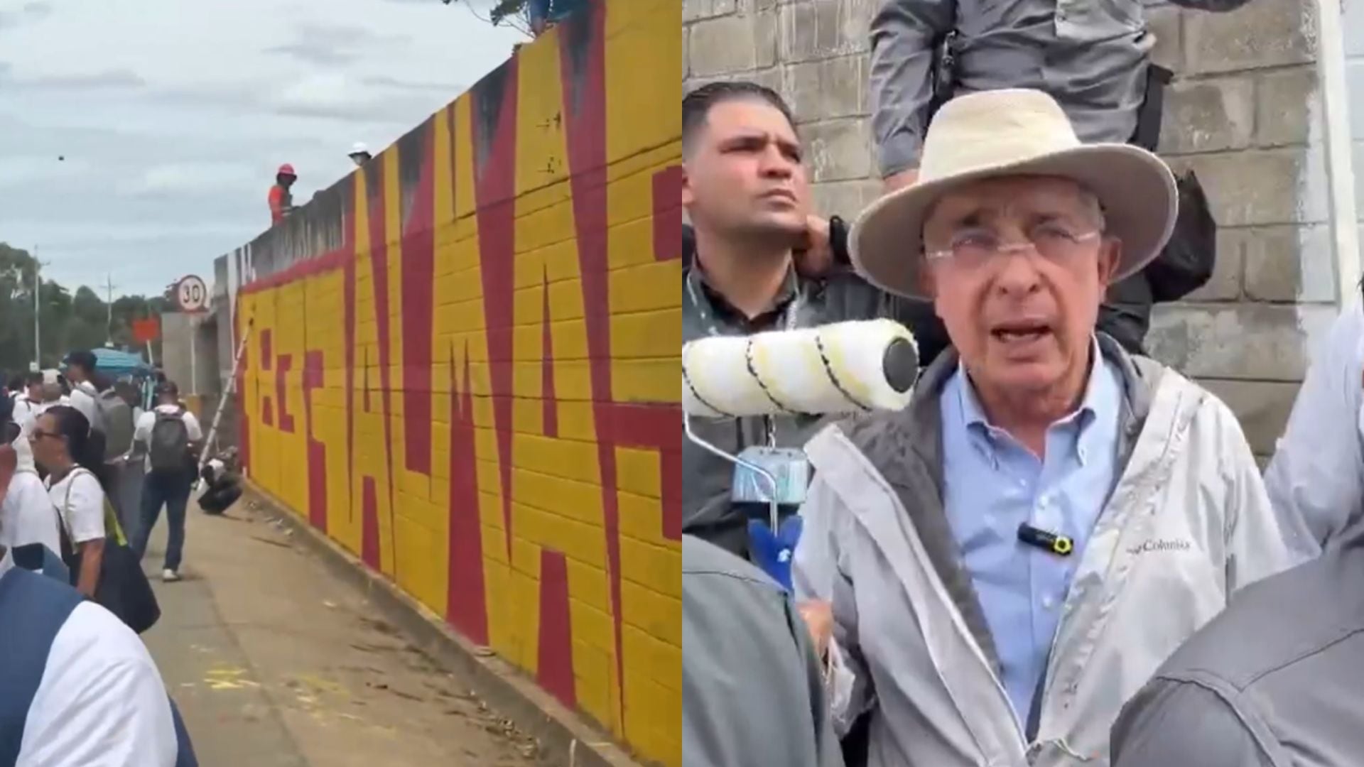 El expresidente Álvaro Uribe borró el mural sobre los falsos positivos que habían pintado en el frente de su casa