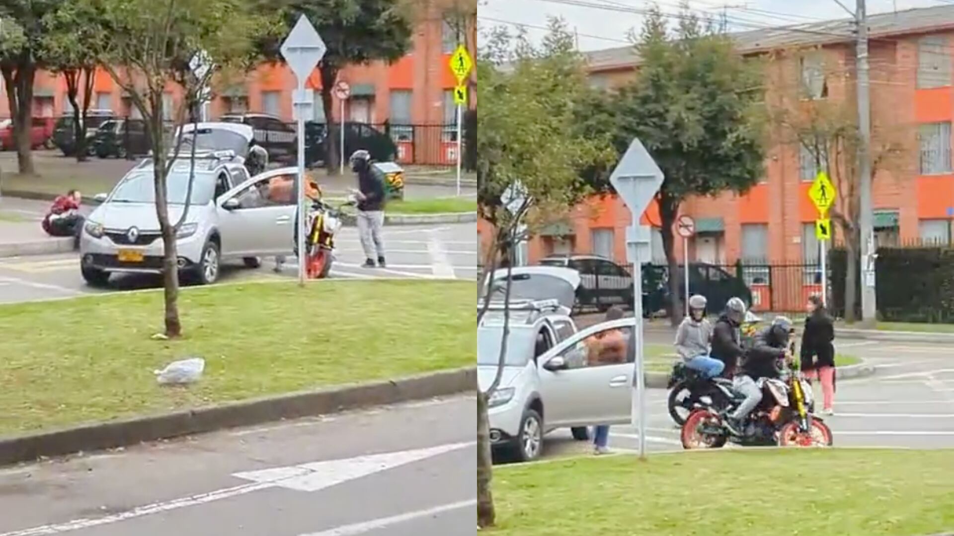 Video de ladrones asaltando un vehículo particular en Mosquera.