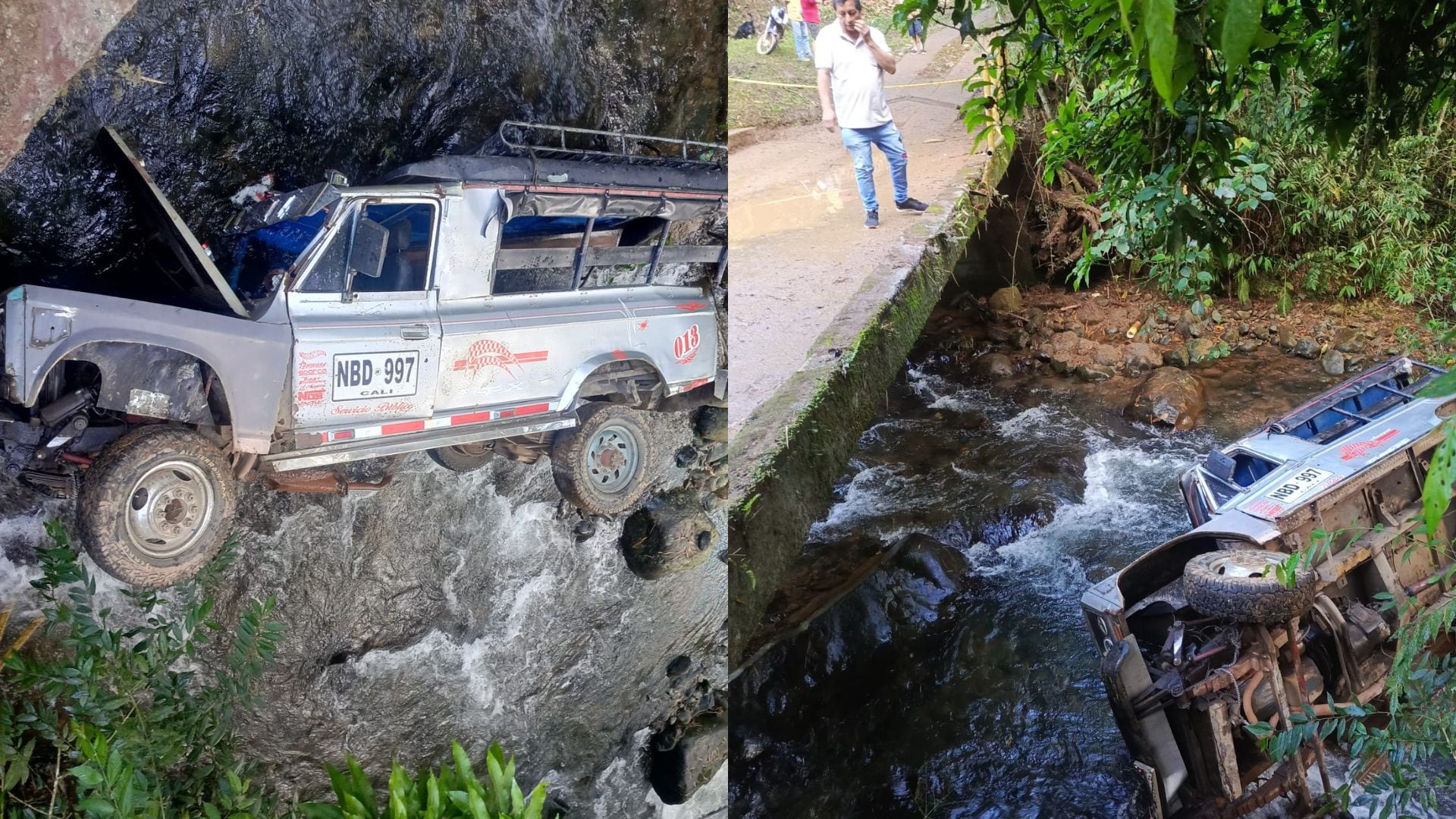 Vehículo escolar cayó a un río en Cali: murió el conductor y hay niños heridos