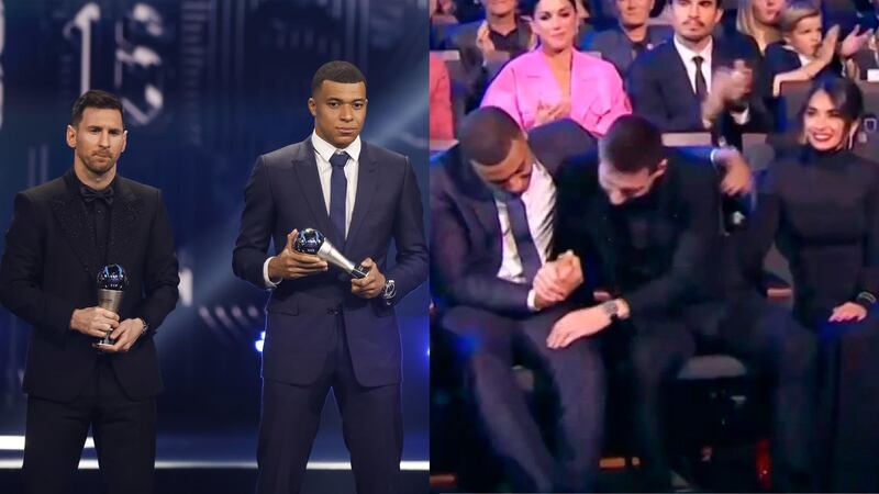 Messi se emocionó de más y casi le da un beso a Mbappé por error en los ‘The Best’