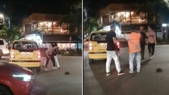 Taxistas pelean a puños en las calles de Medellín