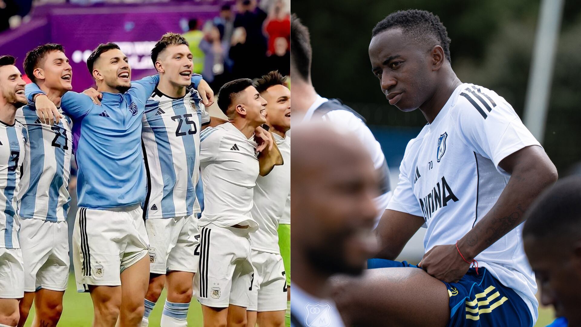 Argentina y Edwin Mosquera - Fotos: Getty y redes sociales de Millonarios