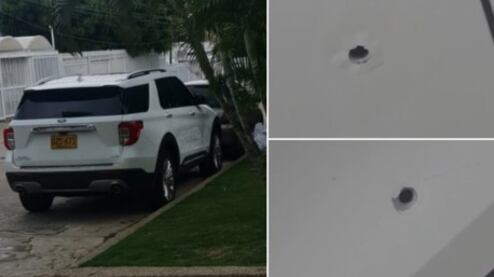 Camioneta baleada perteniente a un pastor.