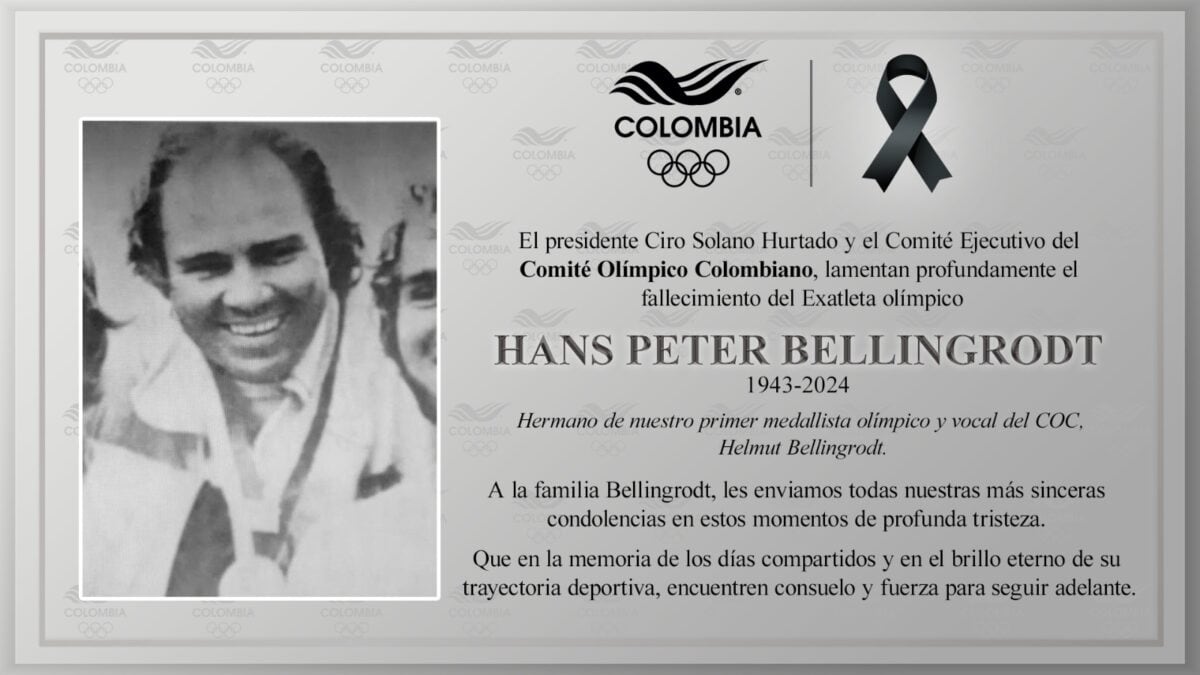 Falleció Hans Peter Bellingrodt, hermano del primer medallista colombiano, Helmut Bellingrodt, en Barranquilla.