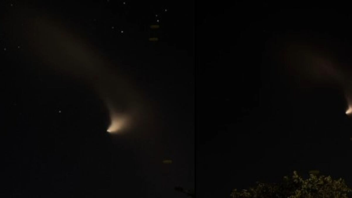 Foto del extraño fenómeno en el cielo del Huila durante Semana Santa habría sido reentrada de satélite Starlink.