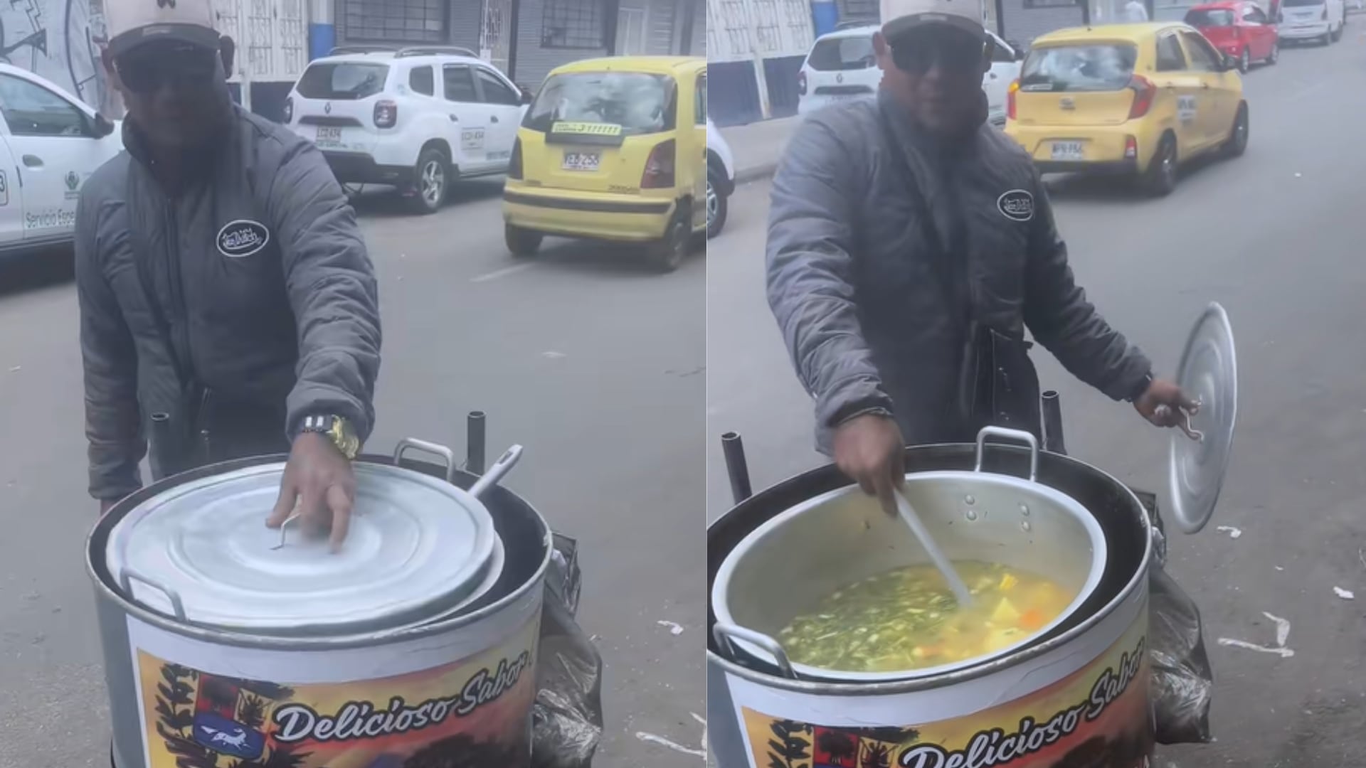 Venezolanos se viralizan por vender sopa de costilla en Bogotá