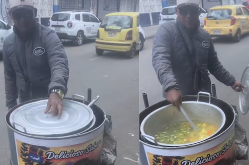 ¿La probaría? Venezolanos se la rebuscan en Bogotá vendiendo sopa de costilla en las calles