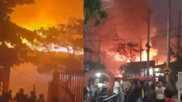 Foto voraz incendio consume restaurantes en zona turística de La Flores, en Barranquilla se producen varias explosiones.