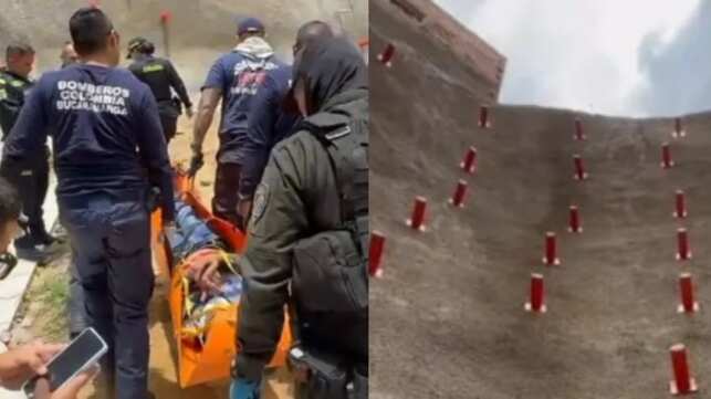 Foto de ladrón que saltó por un abismo de 40 metros en intento fallido de escapar de la Policía en Colombia.