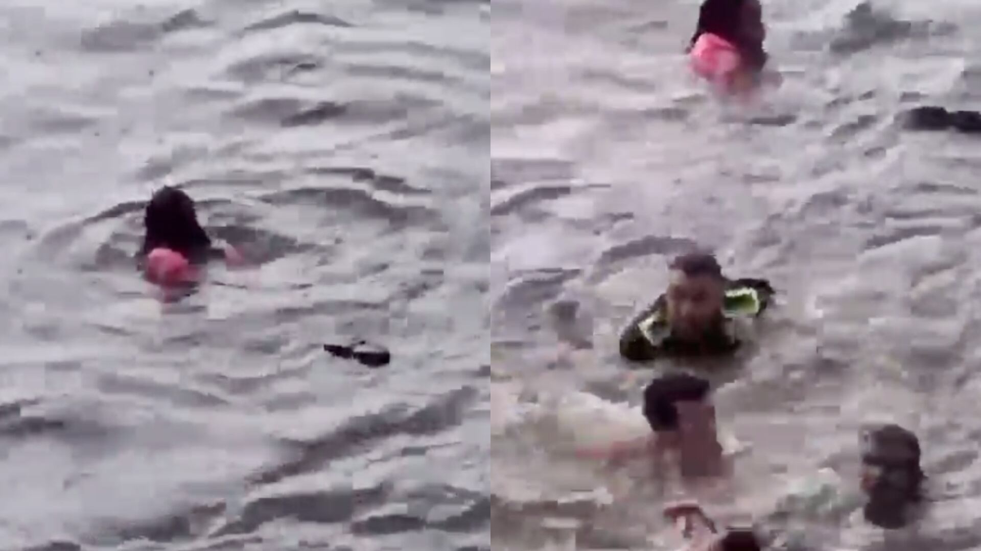 Mujer es recatada junto a su bebé de 10 meses luego de que se intentara suicidar lanzándose a un río (Captura de pantalla de redes sociales 28 de octubre)