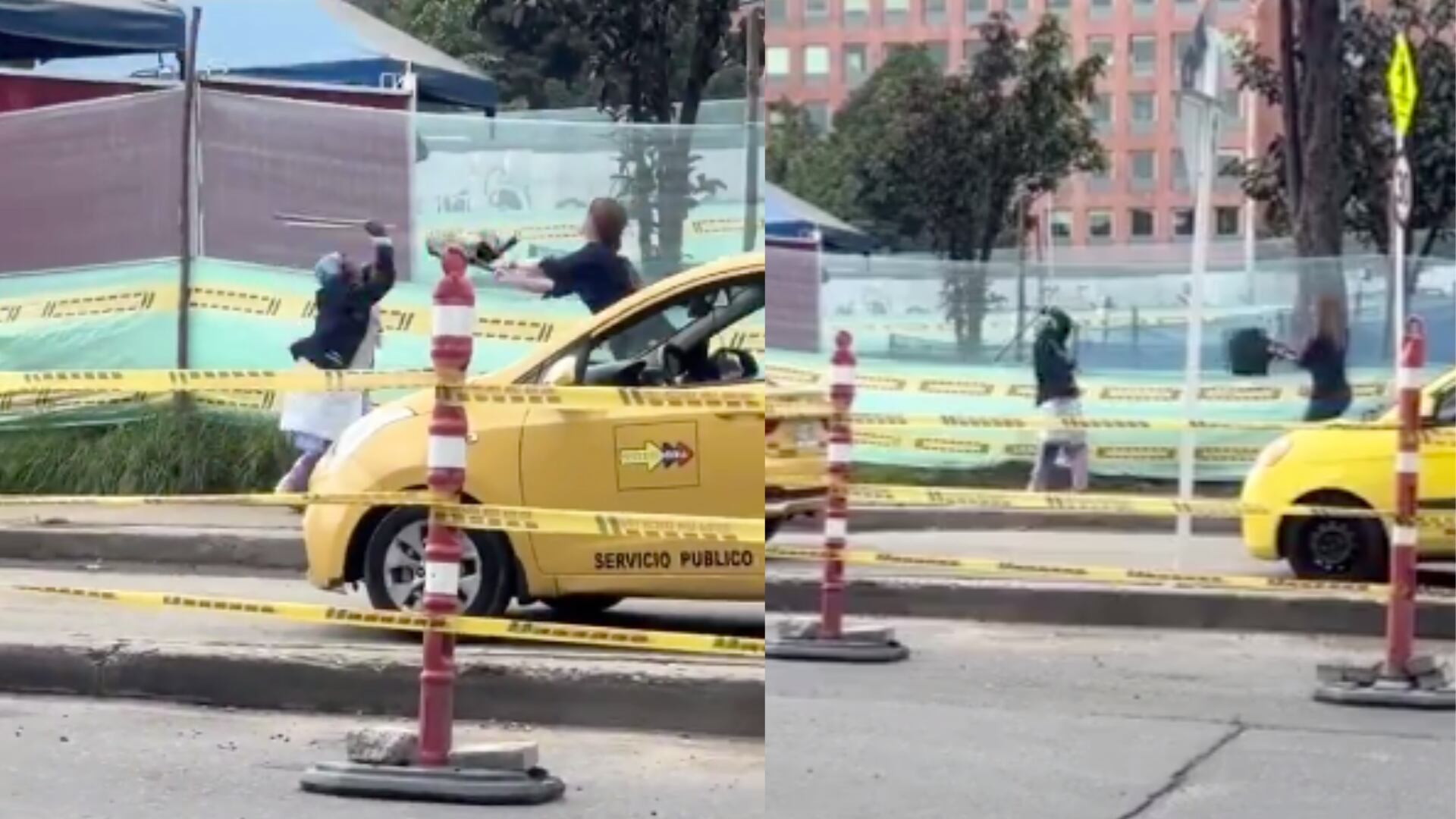 A carterazos y con un palo, mujer y habitante de calle se enfrentaron en plena calle al norte de Bogotá